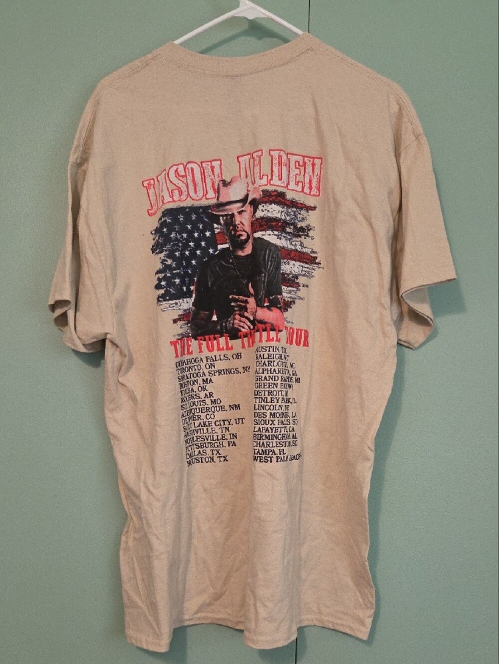 Jason Aldean Beige Graphic Tour T-Shirt The Full Throttle Tour Size Xl - Picture 4 of 6